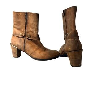 Wolky Brown Leather Ankle Boots Women’s EU 40 US 8.5 9 Comfort Heel